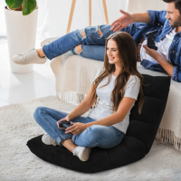 Крісло Costway Tiktok підлогове з регульованою спинкою чорний