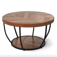 Журнальный столик Costway Leo с металлическим основанием в стиле Loft