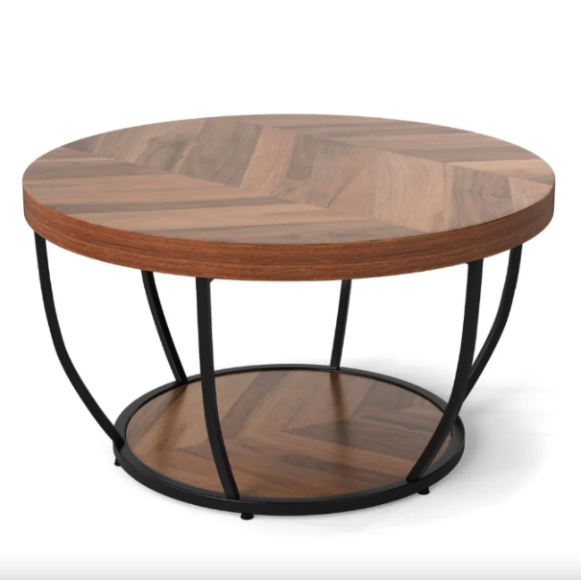 Журнальный столик Costway Leo с металлическим основанием в стиле Loft