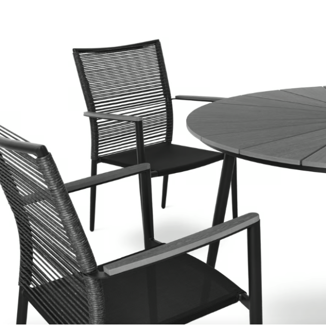 Комплект садовой мебели Di Volio Arona 6+1 черный/серый