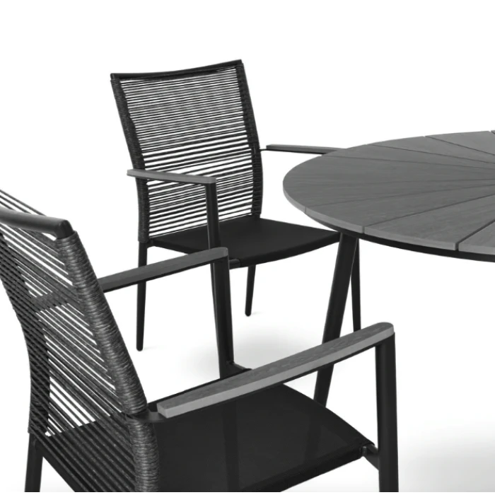 Комплект садовой мебели Di Volio Arona 6+1 черный/серый