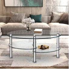 Журнальний столик Costway Lifezeal скляний