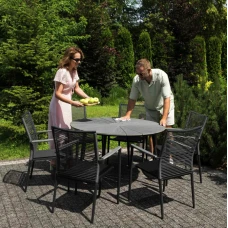 Комплект садовой мебели Di Volio Arona 6+1 черный/серый