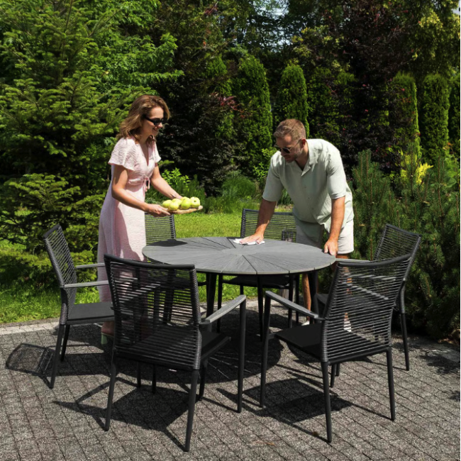 Комплект садовой мебели Di Volio Arona 6+1 черный/серый