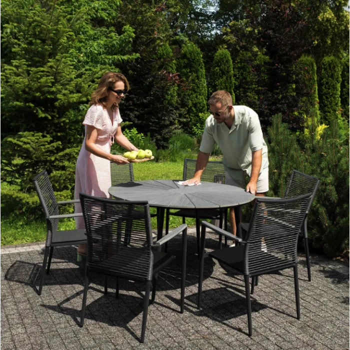 Комплект садовой мебели Di Volio Arona 6+1 черный/серый