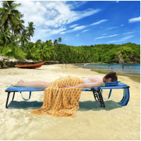 Шезлонг Costway Hanna раскладной с отверстием для лица сине-зеленый