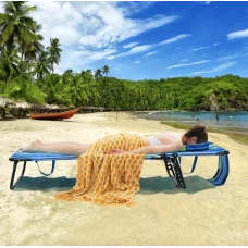 Шезлонг Costway Hanna раскладной с отверстием для лица сине-зеленый