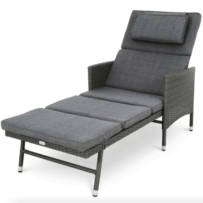 Садовый шезлонг Di Volio Breso из серого ротанга