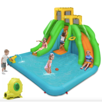 Надувний Аквапарк Costway Merlin з двома гірками (без вентилятора)