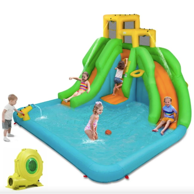 Надувной аквапарк Costway Merlin с двумя горками (без вентилятора)