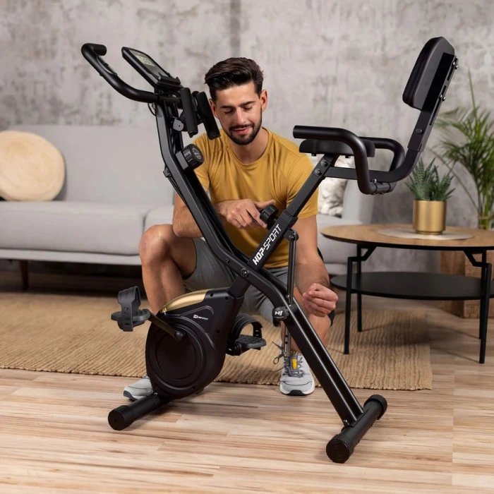 Велотренажер Hop-Sport HS-3030X Apeks X-Bike чорно-золотистий