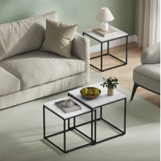Комплект журнальных столиков Leobert Nika квадратный мрамор