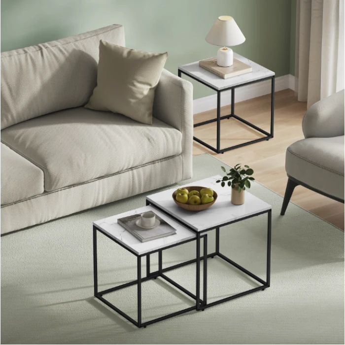 Комплект журнальных столиков Leobert Nika квадратный мрамор