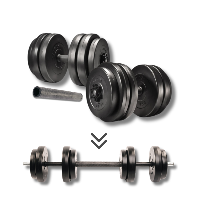 Гантелі Elitum 2х26кг + подовжувач грифа для штанги