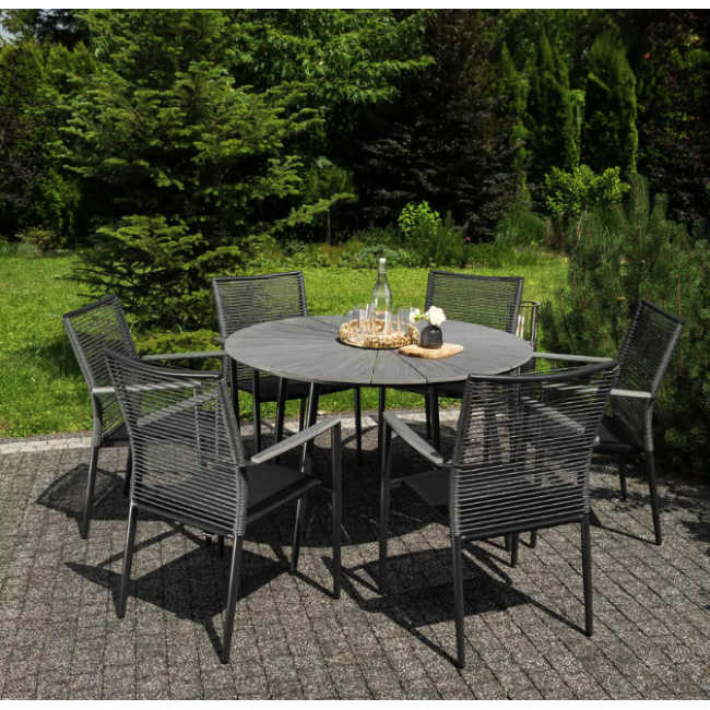 Комплект садовой мебели Di Volio Arona 6+1 черный/серый