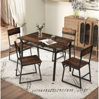 Комплект мебели Costway Merax обеденный стол со стульями в стиле Loft коричневый