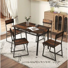 Комплект меблів Costway Merax обідній стіл з стільцями в стилі Loft коричневий