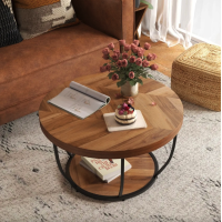 Журнальный столик Costway Leo с металлическим основанием в стиле Loft