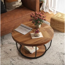 Журнальный столик Costway Leo с металлическим основанием в стиле Loft