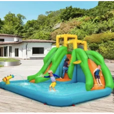 Надувний Аквапарк Costway Merlin з двома гірками (без вентилятора)