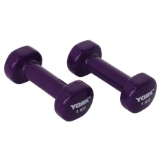 Гантелі для фітнесу вінілові круглі York Fitness 2х1кг фіолетовий