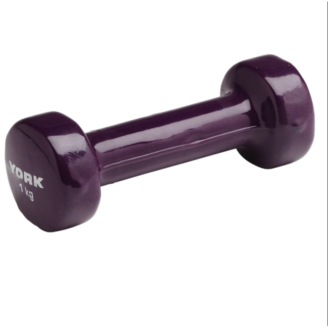 Гантели для фитнеса виниловые круглые York Fitness 2х1кг фиолетовый