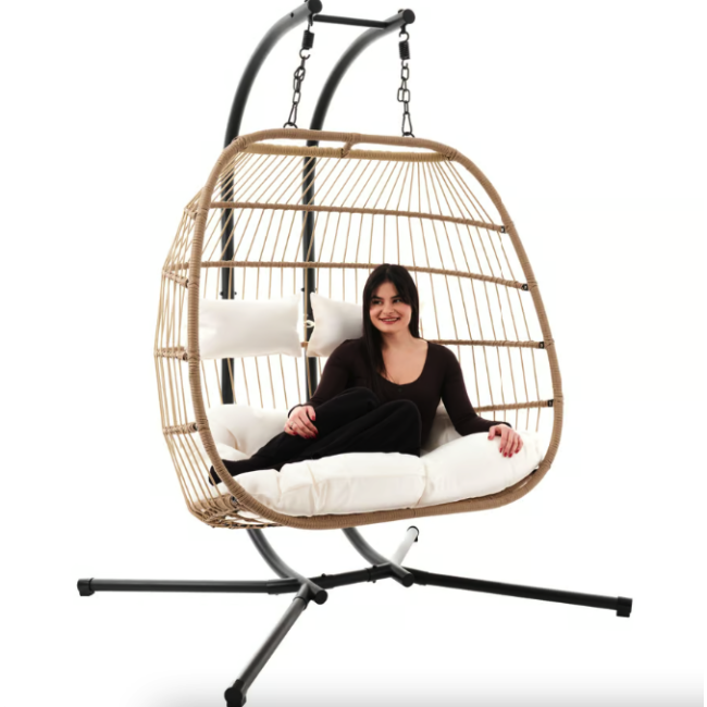 Підвісне крісло-кокон Di Volio Rona двомісне бежевий