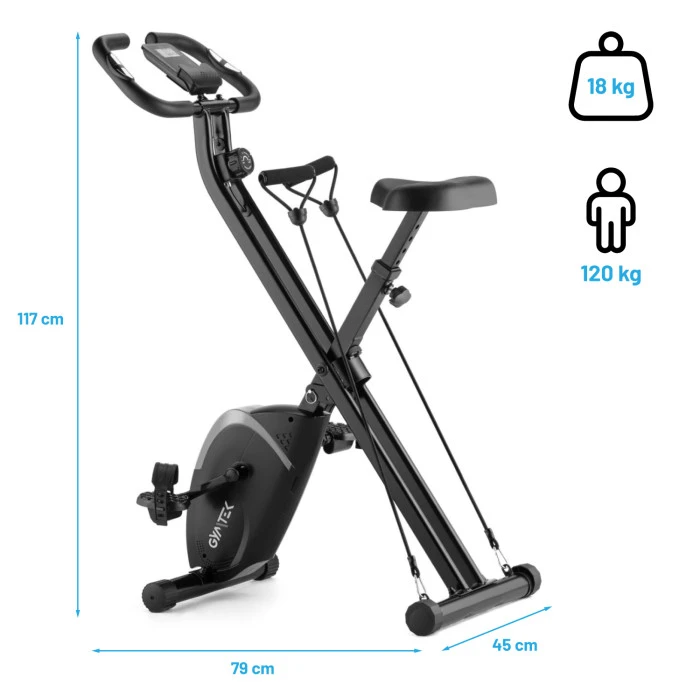 Велотренажер Gymtek FX800 магнитный складной с эспандерами серый