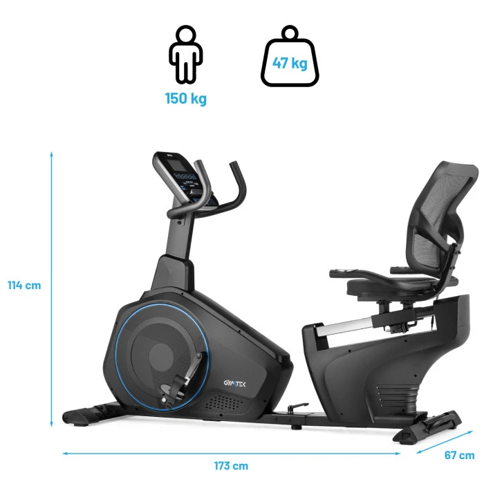 Горизонтальний велотренажер Gymtek XBR6000 електромагнітний синій