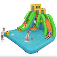 Надувний Аквапарк Costway Merlin з двома гірками (без вентилятора)