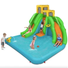 Надувний Аквапарк Costway Merlin з двома гірками (без вентилятора)