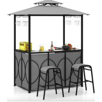 Комплект Costway Naro с грилем и 2 барными стульями серый