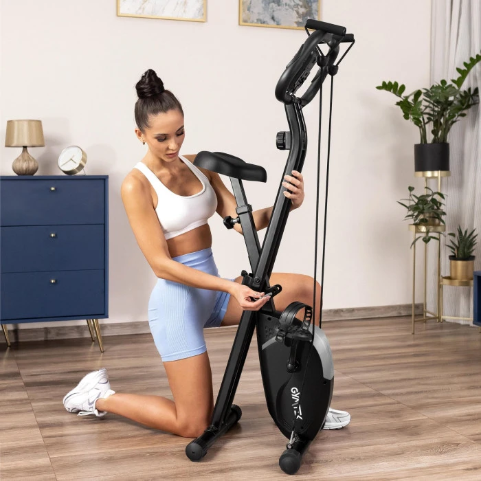 Велотренажер Gymtek FX800 магнитный складной с эспандерами серый