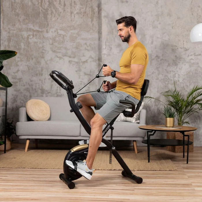 Велотренажер Hop-Sport HS-3030X Apeks X-Bike чорно-золотистий