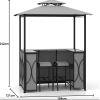 Комплект Costway Naro с грилем и 2 барными стульями серый