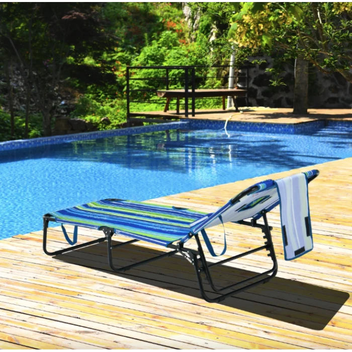 Шезлонг Costway Hanna раскладной с отверстием для лица сине-зеленый