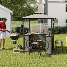 Комплект Costway Naro з грилем і 2 барними стільцями сірий