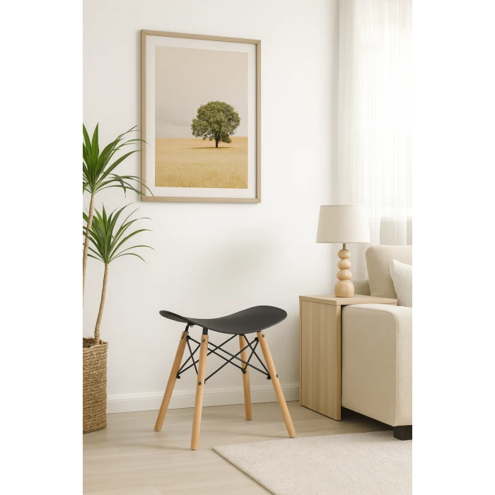 Табурет Leobert Corfu изогнутый в скандинавском стиле черный