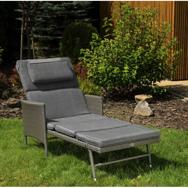 Садовый шезлонг Di Volio Breso из серого ротанга