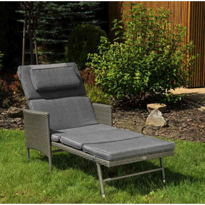 Садовый шезлонг Di Volio Breso из серого ротанга