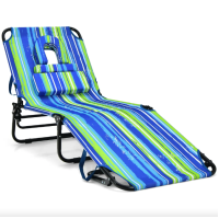 Шезлонг Costway Hanna раскладной с отверстием для лица сине-зеленый