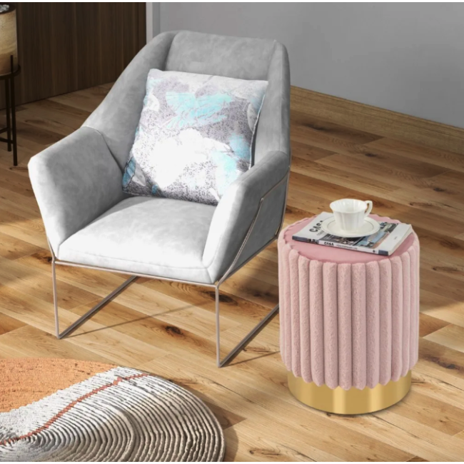 Пуф Costway Rosa велюровый на металлической основе