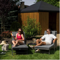 Садовий шезлонг Di Volio Breso з ротангу сірий