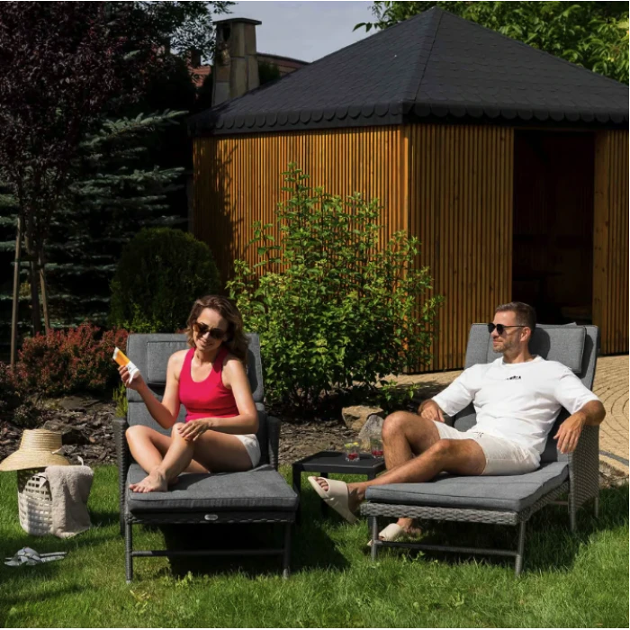 Садовый шезлонг Di Volio Breso из серого ротанга