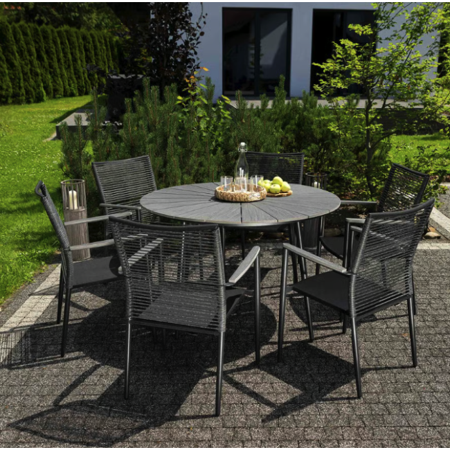 Комплект садовой мебели Di Volio Arona 6+1 черный/серый