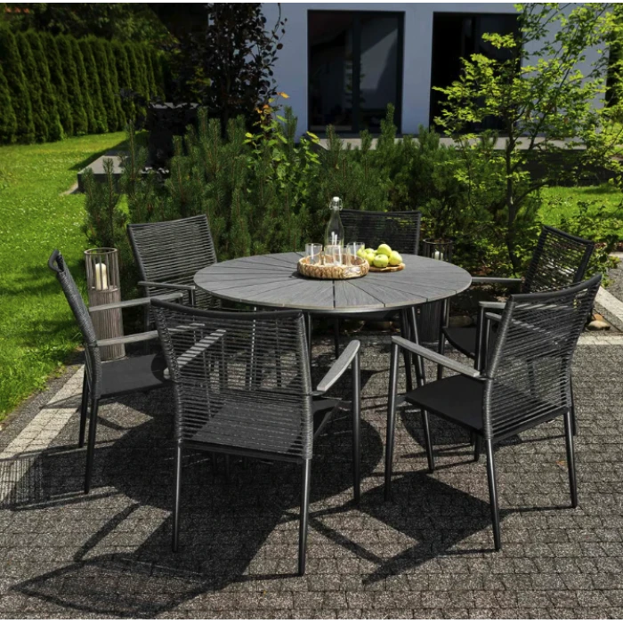 Комплект садовой мебели Di Volio Arona 6+1 черный/серый