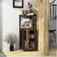 Стелаж Costway Marvo барний з тримачем келихів в стилі Loft коричневий