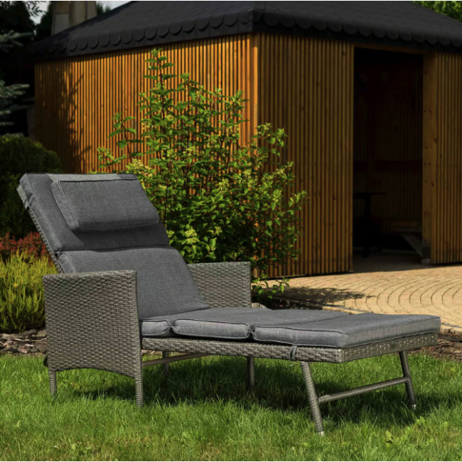 Садовый шезлонг Di Volio Breso из серого ротанга