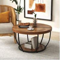 Журнальный столик Costway Leo с металлическим основанием в стиле Loft