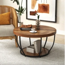 Журнальный столик Costway Leo с металлическим основанием в стиле Loft